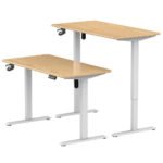 Compudesk (Hydraulic Computer Desk) Light Brown with White Frame
