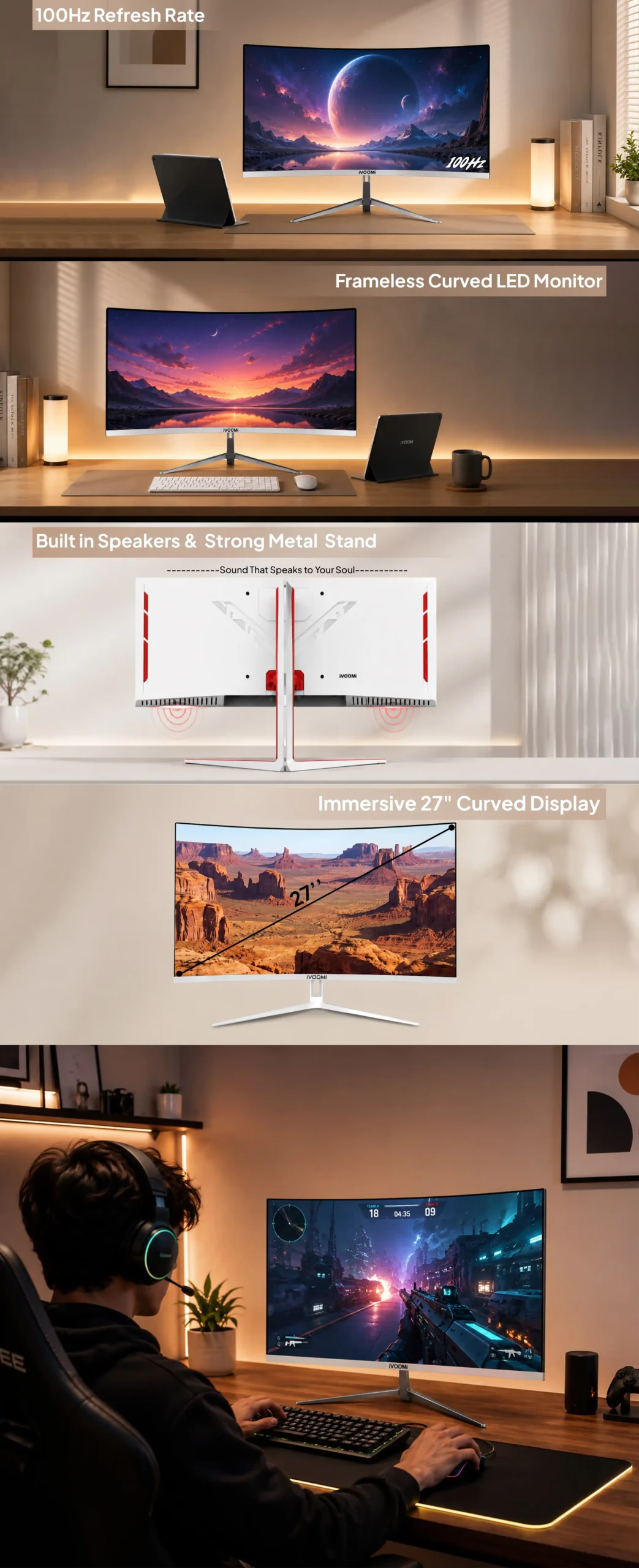 27-Inch Frameless Curved LED-Recovered