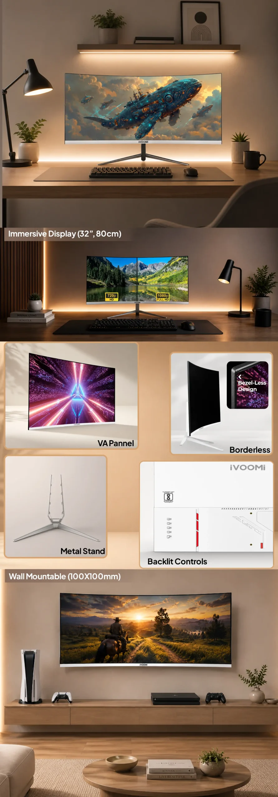 32 inch curved LED monitor