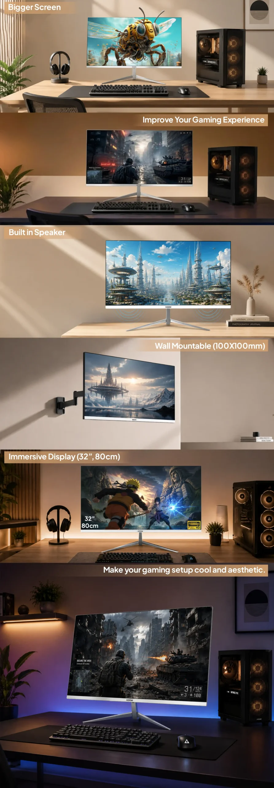 32 inch frameless flat monitor