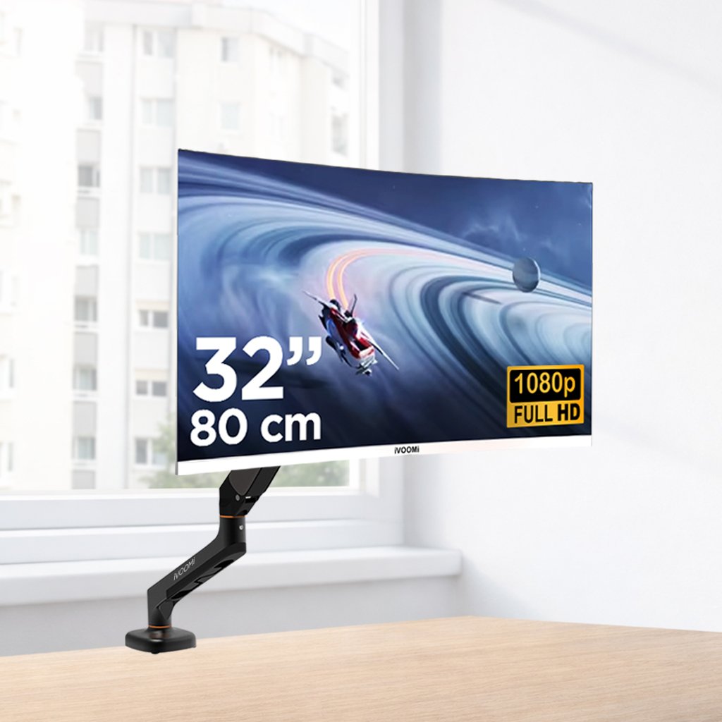 Combo-Image.jpg Monitor 32" Frameless Curve + Monitor Arm - Image 1