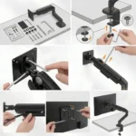 Single Desktop Power Arm Black-ivoomi