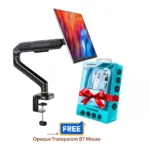Single Desktop Power Arm Black IVST02B With Opaque Blue Wireless Mouse  Free